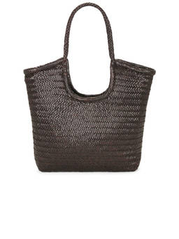 Dragon Diffusion - Diagonal Woven Leather Tote Bag Brown