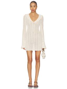 DEVON WINDSOR - Davina Women's Sheer Knit V-Neck Mini Dress Brown