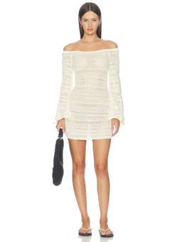 DEVON WINDSOR - Tabitha Women's Off-Shoulder Sheer Knit Mini Dress Off White