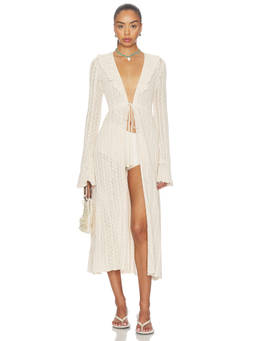 DEVON WINDSOR - Crochet Knit Women's Tie-Up Wrap Robe Clay