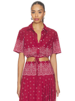 DEVON WINDSOR - Rosie Women's Printed Drawstring Crop Top Merlot