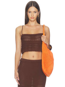 DEVON WINDSOR - Whitney Women's Sheer Knit Strap Crop Top Brown