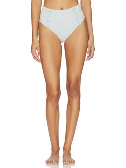 DEVON WINDSOR - Ribbed Women's High-Waist Pull-On Bikini Bottom Blue
