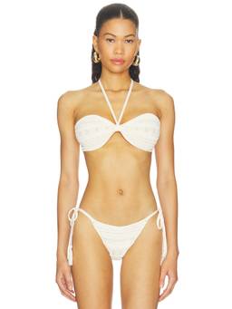 DEVON WINDSOR - Vana Women's Padded Halter Tie-Up Bikini Top Off White