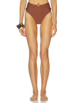 DEVON WINDSOR - Evalina Women's High Waist Pull-On Bikini Bottom Brown