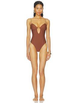 DEVON WINDSOR - Dawn Women's Unpadded Adjustable Strap One-Piece Swimsuit Brown