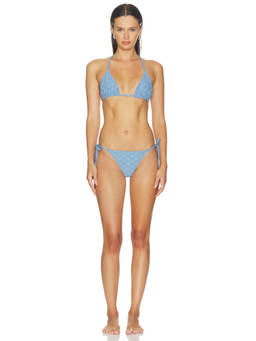 DEVON WINDSOR - Eadie Women's Textured Side Tie Bikini Bottom Blue