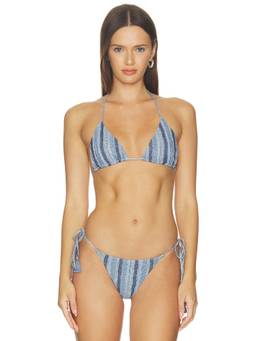 DEVON WINDSOR - Coco Women's Unpadded Tie-Up Halter Neck Bikini Top Blue