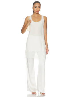 EAVES - Fabienne Women's Lace Trim Sleeveless Tunic Ivory
