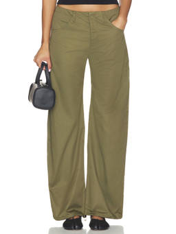 EB Denim - Isla Women's Wide-Leg Poplin Trousers Deep Olive