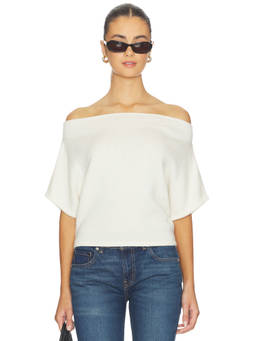 EB Denim - Dahlia Women's Off-Shoulder One-Shoulder Knit Top Ivory