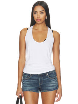 EB Denim - Valley Women's Semi-Sheer Racer Back Tank Top White