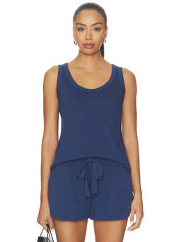 eberjey - Aloe Infused Cotton Women's Sleeveless Pocket Tank Top Navy Blue