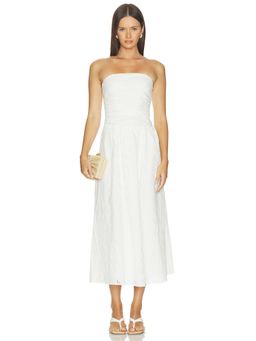 Elodie the Label - Wilda Eyelet Women's Strapless Flared Midi Dress Cream
