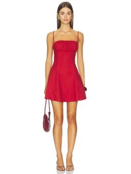 Elodie the Label - Wylie Women's Sleeveless Smocked Bustier Mini Dress Red