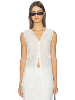 Elodie the Label - Women's Button-Down Tie-Up Regular Top Cream