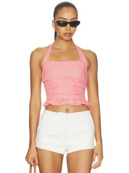 Elodie the Label - Coraline Women's Halter Neck Poplin Top Coral