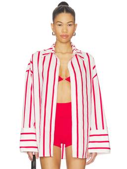 ELCE - Reverie Women's Striped Button-Down Shirt Red