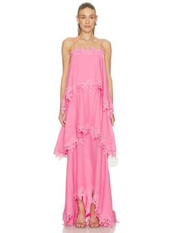 ELLIATT - Miri Tiered Women's Lace Trim Maxi Gown Pink