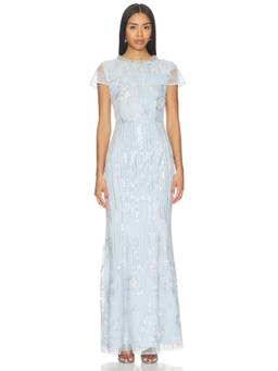 ELLIATT - Anabelle Women's Sequined Embellished Collar Maxi Dress Blue