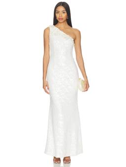ELLIATT - Alessia Women's One Shoulder Sequined Maxi Gown White