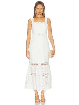 ELLIATT - Giovanna Women's Eyelet Belted Fit & Flare Maxi Dress White