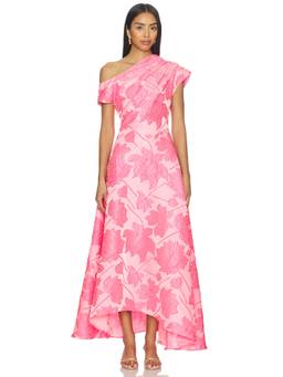 ELLIATT - Dionne Women's One Shoulder Floral Jacquard Maxi Gown Pink