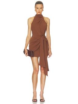 ELLIATT - Anaya Women's Halter Neck Tie-Up Mini Dress Brown