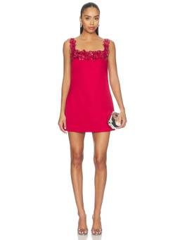 ELLIATT - Lucetta Shift Women's Floral Embellished Mini Dress Red