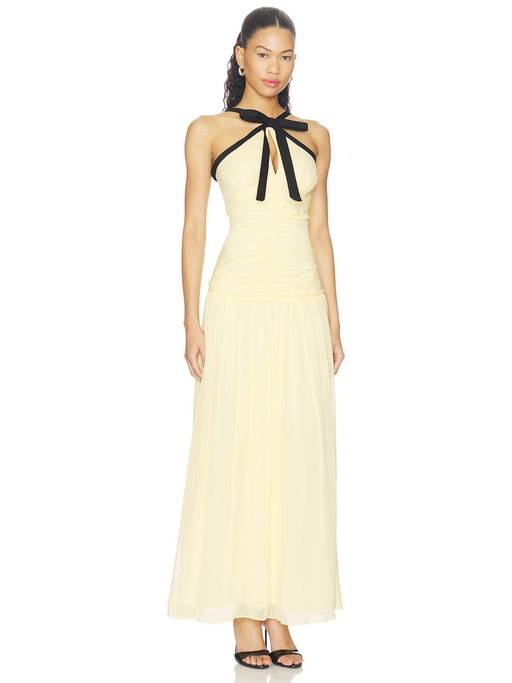 revolve halter neck dress Buy ELLIATT x Women's Bow Detail Maxi Yellow (L) Online Edit:HONEYMOON