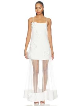 ELLIATT - Reina Women's 3D Floral Shoulder Strap Maxi Dress White