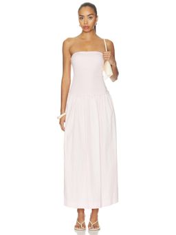 Enza Costa - Cotton Bandeau Women's Strapless Poplin Maxi Dress Pink