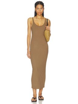 Enza Costa - Military Rib Women's Sleeveless Slim Maxi Dress Army