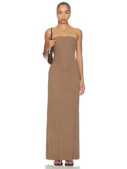Enza Costa - Silk Rib Women's Strapless Stretch Jersey Maxi Dress Olive