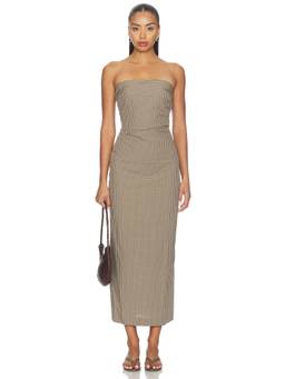 Enza Costa - Japanese Women's Strapless Open Back Maxi Dress Brown