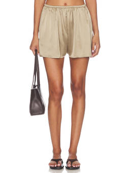 Enza Costa - Silk Satin Women's Pull-On Mini Shorts Beige