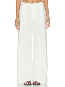 Enza Costa - Linen Easy Women's Wide-Leg Linen Trousers Off White