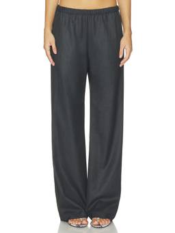 Enza Costa - Suiting Everywhere Women's Elastic Waist Wide-Leg Palazzo Charcoal
