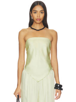 Enza Costa - Fluid Twill Women's Strapless Back Tie Top Beach Glass