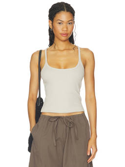 Enza Costa - Cotton Rib Women's Sleeveless Cami Tank Top Champagne