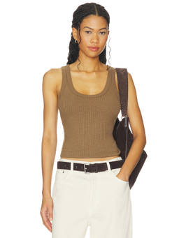 Enza Costa - Military Rib Women's Sleeveless Crop Tank Top Olive