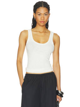 Enza Costa - Military Rib Women's Sleeveless Crop Tank Top Off White