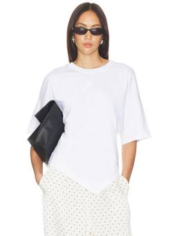 Enza Costa - Supima Structured Women's Asymmetrical Hem Crew Neck T-Shirt White