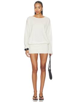 Eterne - Boatneck Women's Cotton Blend Pull-On Mini Dress Ivory