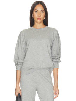 Eterne - Brock Women's Cotton Cashmere Ribbed Trim Pullover Sweater Grey