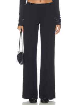 Eterne - Butter Rib Women's Soft Ribbed Pull On Lounge Pant Black