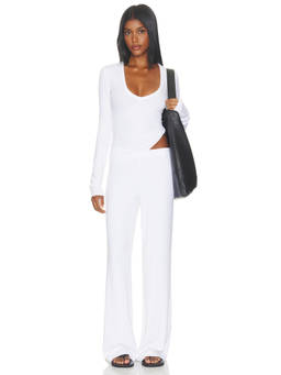 Eterne - Butter Rib Women's Elastic Waist Lounge Pajamas White