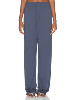 Eterne - Cotton Lounge Women's Elastic Waist Jersey Pajamas Navy Blue