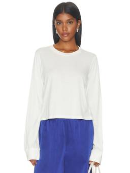 Eterne - Women's Boxy Long Sleeve Crew Neck T-Shirt Ivory