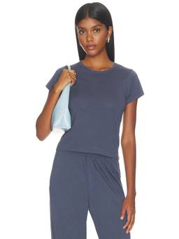 Eterne - Cotton Modal Women's Baby Tee Crew Neck T-Shirt Washed Navy